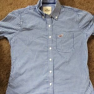 Checkered pattern Long sleeve T-shirt with collar.